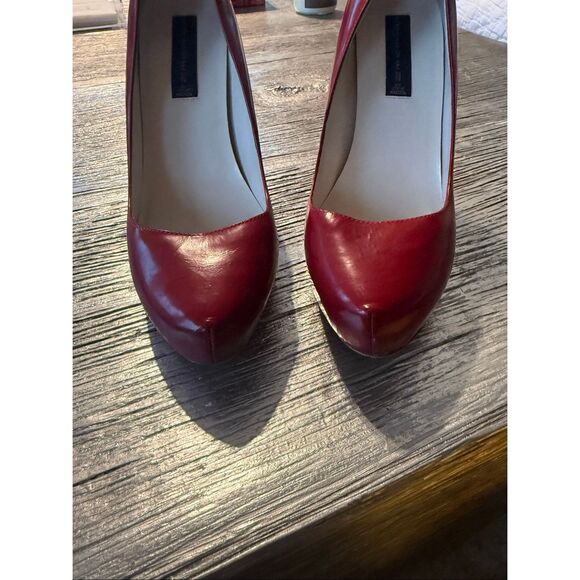 Steven by Steve Madden Pure Red Leather Platform Heel Pumps sz 10 EUC - Picture 3 of 7